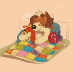 aged_up anthro bed bedding blanket comfortable ear_piercing eyebrows fur furniture heart_symbol holding_object holding_plushie hug hugging_object hugging_plushie lying lying_on_bed male multicolored_blanket on_bed piercing pillow plushie simple_background sleeping solo shaibey bluey_(series) jack_russell_(bluey) canid canine canis domestic_dog hunting_dog jack_russell_terrier mammal terrier digital_media_(artwork) hi_res procreate_(artwork)