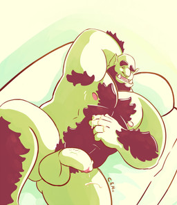 after_orgasm arm_hair armpit_hair balls beard belly_hair black_beard black_eyebrows black_facial_hair body_hair brown_eyes chest_hair excessive_body_hair eyebrows facial_hair genitals green_balls green_body green_penis green_skin hand_behind_head humanoid_genitalia humanoid_penis leg_hair male musclegut muscular muscular_humanoid muscular_male nipples not_furry nude open_mouth overweight overweight_humanoid overweight_male pecs penis pink_nipples solo spread_legs spreading vein veiny_penis chocolateandmilk humanoid orc hi_res