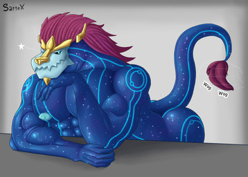 abs anthro big_muscles big_pecs blue_body blue_eyes butt crown glowing glowing_eyes hair headgear huge_pecs long_hair looking_at_viewer male muscular muscular_anthro muscular_arms muscular_male nipples nude nude_anthro nude_male pecs raised_tail simple_background solo star tail sartex league_of_legends mythology riot_games tencent aurelion_sol_(lol) dragon eastern_dragon mythological_creature mythological_scalie scalie 2025 absurd_res digital_drawing_(artwork) digital_media_(artwork) hi_res signature