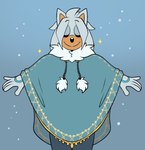 5_fingers anthro black_eyebrows black_nose blue_background blue_bottomwear blue_clothing blue_pants blue_shawl blush bottomwear closed_smile clothed clothed_anthro clothed_male clothing eyebrow_through_hair eyebrows eyes_closed fingers front_view fully_clothed fully_clothed_anthro fully_clothed_male fur gloves grey_body grey_fur grey_hair hair handwear long_hair male male_anthro mouth_closed multicolored_body outside pants shawl simple_background smile snow snowing solo sparkles standing tan_body tan_inner_ear tan_skin translucent translucent_hair two_tone_body white_clothing white_gloves white_handwear winter beastofeuthanasia sega sonic_the_hedgehog_(series) silver_the_hedgehog eulipotyphlan hedgehog mammal 2025 digital_drawing_(artwork) digital_media_(artwork) english_description flat_colors
