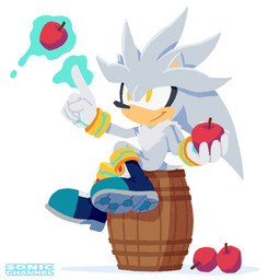 5_fingers anthro apple barrel biped black_nose boots chest_tuft clothing conjoined_eyes crossed_legs fingers food footwear fruit fur gesture gloves grey_body grey_fur hand_gesture handwear holding_apple holding_food holding_fruit holding_object looking_up male multicolored_boots multicolored_clothing multicolored_footwear multicolored_shoes plant raised_finger raised_index_finger shoes simple_background sitting sitting_on_barrel smile solo telekinesis tuft white_background white_clothing white_gloves white_handwear yellow_eyes uno_yuuji sega sonic_channel sonic_the_hedgehog_(series) silver_the_hedgehog eulipotyphlan hedgehog mammal 1:1 2023 cel_shading digital_drawing_(artwork) digital_media_(artwork) full-length_portrait hi_res lineless official_art portrait shaded
