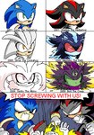 angry anthro cross-popping_vein faceless_character group humor kick male no_pupils open_mouth parody punch text violence kichigai sega sonic_the_hedgehog_(series) fan_character mephiles_the_dark shadow_the_hedgehog silver_the_hedgehog sonic_the_hedgehog eulipotyphlan hedgehog mammal 2007 digital_media_(artwork) english_text low_res oekaki