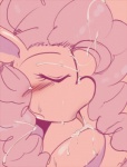 blush bodily_fluids cum eyes_closed female fur genital_fluids hair licking messy pink_body pink_fur pink_hair solo tongue tongue_out hua113 friendship_is_magic hasbro my_little_pony pinkie_pie_(mlp) earth_pony equid equine horse mammal pony monochrome