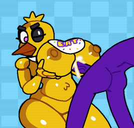 anthro areola beak bib big_breasts blue_background bodily_fluids breast_play breasts brown_areola brown_nipples butt checkered checkered_background cum duo ejaculation eyebrows eyelashes female fingers genital_fluids genitals head_feathers head_tuft huge_breasts machine male male/female nipples non-mammal_nipples nude one_eye_closed pattern_background penis purple_eyes sex simple_background thick_eyebrows thick_thighs titfuck tuft wide_hips yellow_body crushtrap five_nights_at_freddy's scottgames chica_(fnaf) classic_chica_(fnaf) animatronic avian bird chicken galliform phasianid robot 2023 digital_media_(artwork)