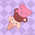 >u< blinking bodily_fluids checkered checkered_background chocolate_ice_cream cum cum_from_mouth cum_in_mouth cum_inside cumshot dessert disembodied_penis ejaculation erection eyelashes eyes_closed food genital_fluids genitals head_penetration heart_symbol ice_cream ice_cream_cone male melting melting_ice_cream pattern_background penis simple_background strawberry_ice_cream sweat sweatdrop vanilla_ice_cream x_eyes star_rifle food_creature animated