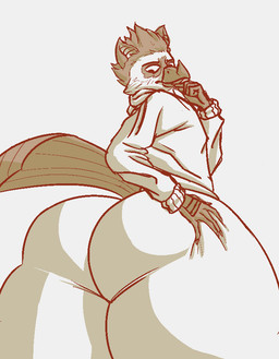 anthro big_butt butt holding_butt low-angle_view male solo thick_thighs wide_hips sephaloid mythology glomin_(tenofclubs) avian bird gryphon mammal mythological_avian mythological_creature 2019 aliasing digital_media_(artwork)