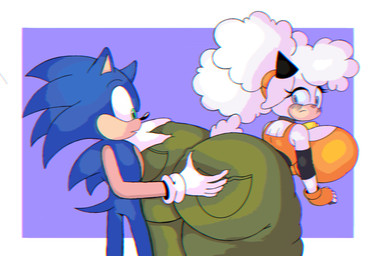 anthro anticipation bell bell_collar bent_over big_breasts big_butt blue_background blue_eyes blue_hair blush blush_lines bottomwear breasts butt butt_focus butt_grab clothed clothing collar duo eyelashes female fingerless_gloves frown fur gloves green_eyes hair hair_bun hand_on_another's_butt hand_on_butt handwear horn huge_breasts huge_butt hyper hyper_butt looking_at_another looking_at_butt looking_at_partner looking_back looking_back_at_another looking_back_at_partner male male/female pants shirt short_tail shy simple_background standing tail tank_top thick_thighs topwear twin_buns white_body white_fur white_hair white_wool wide_hips wool_(fur) wool_hair zaemonbrap idw_publishing sega sonic_the_hedgehog_(comics) sonic_the_hedgehog_(idw) sonic_the_hedgehog_(series) lanolin_the_sheep_(sonic) sonic_the_hedgehog bovid caprine eulipotyphlan hedgehog mammal sheep 2025 chromatic_aberration digital_drawing_(artwork) digital_media_(artwork) film_grain hi_res