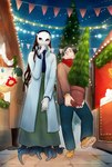 black_eyes christmas_tree claws duo female holidays horn looking_at_another male plant sharp_teeth teeth tentacles tree walking guchiyama christmas douglas_(guchiyama) nihil_(guchiyama) human humanoid mammal monster hi_res