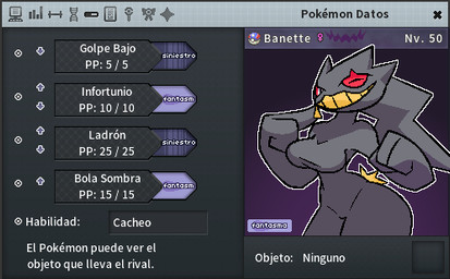anthro big_breasts big_butt big_hands breasts butt clothed clothing female one_eye_closed smile solo stats tight_clothing wide_hips wink zipper zipper_mouth gonda nintendo pokemon banette generation_3_pokemon ghost pokemon_(species) spirit low_res
