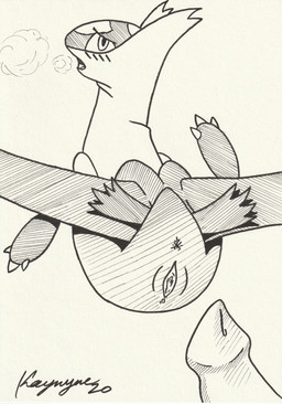 anus blush breath duo female feral floating genitals looking_at_viewer looking_back looking_back_at_viewer male male/female penis spread_vulva spreading vulva wings k9player_(artist) nintendo pokemon generation_3_pokemon latias legendary_pokemon pokemon_(species) absurd_res character_request hi_res traditional_media_(artwork)