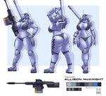 anthro autocannon bikini black_bikini black_clothing black_swimwear breasts clothing color_swatch female grey_body gun holding_gun holding_object holding_ranged_weapon holding_weapon looking_at_viewer looking_back m1_abrams machine mounted_gun raised_arms ranged_weapon standing swimwear tank two-piece_swimsuit vehicle weapon tacticalfur allison_mcknight_(spyglass8) living_machine living_tank living_vehicle digital_media_(artwork) hi_res model_sheet multiple_images