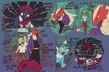 accessory angry anthro anthrofied balls biped black_body black_clothing blue_body blue_eyes blush blush_lines bodily_fluids bottomwear brown_eyes chastity_cage chastity_device claws clothed clothed_female clothed_male clothing cross-popping_vein dialogue eyes_closed female female_anthro finger_claws frill_(anatomy) genitals gesture head_crest head_frill jacket male male_anthro neck_frill necktie open_mouth pokeball pokeball_chastity_cage profanity red_body red_eyes shirt simple_background skirt sweat t-shirt tail tapping text topwear tracksuit waving wearing_chastity_cage wearing_chastity_device yawn yellow_eyes vonepitaph lockball nintendo pokemon byron_(vonepitaph) kale_(vonepitaph) vari_(vonepitaph) vex_(vonepitaph) blaziken eeveelution generation_1_pokemon generation_3_pokemon generation_4_pokemon leafeon pokemon_(species) vaporeon weavile 2025 comic digital_media_(artwork) english_text hi_res