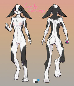 4_toes 5_fingers anthro biped black_body black_fur blue_eyes blush body_blush breasts butt cellphone clitoral_hood clitoris digitigrade electronics feet female fingers fur genitals holding_object looking_at_viewer markings multicolored_body multicolored_fur navel nipples nude patched_fur paws phone phone_screen rear_view skinny slim small_breasts smartphone solo tail tail_tuft text thigh_gap thin_thighs toes tuft two_tone_body two_tone_fur vulva white_body white_fur dawnlux lagomorph leporid mammal rabbit digital_drawing_(artwork) digital_media_(artwork) english_text hi_res model_sheet reference_image