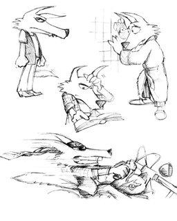 accessory anthro bottomwear checkered checkered_clothing clothed clothing driving eyewear footwear headband holding_object male motorcycle multiple_poses pants pattern_clothing pose robe shirt shoes solo sunglasses tail topwear vehicle jake_lunt_davies don't_eat_the_neighbours wolf_(don't_eat_the_neighbours) canid canine canis mammal wolf 2000 4:5 concept_art hi_res monochrome sketch_page traditional_media_(artwork)