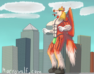 anthro bulge city drorse hooves horn macro macro_anthro male solo taskhan wings tokalamacrowolf dragon_horse equid equine horse hybrid mammal hi_res