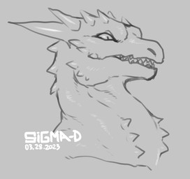 ambiguous_form ambiguous_gender facial_spikes grey_background horn open_mouth pupils sharp_teeth simple_background slit_pupils solo spikes spikes_(anatomy) teeth sigma-d mythology dragon mythological_creature mythological_scalie scalie 2023 dated digital_media_(artwork) hi_res monochrome signature