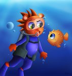 anthro belt bubble clothed clothing diving_mask eye_contact looking_at_another male mask quills_(anatomy) scuba scuba_diver scuba_diving scuba_gear scuba_tank solo swimwear underwater water wide_eyed jimfoxx hasbro littlest_pet_shop littlest_pet_shop_(2012) russell_ferguson eulipotyphlan fish hedgehog mammal marine pufferfish tetraodontiform 2017 hi_res