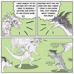 1:1 aetherioux_(nuree_art) angry anthro being_watched black_and_white comic comic_panel dialogue dragon english_text european_mythology eye_contact felisal_(nuree_art) female feral fight group humor line_art looking_at_another male marchy_(nuree_art) monochrome mythological_creature mythological_scalie mythology nuree_art scalie sketch speech_bubble tail text trio western_dragon wyvern