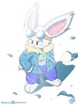 blue_clothing clothed clothing ears_up eyewear fur glasses purple_clothing red_eyes snow twitter_logo white_body white_fur star_umbreon twitter lagomorph leporid mammal rabbit 2023 3:4 hi_res