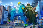 2022 3:2 3_toes 4_fingers 4_toes 5_fingers abs ambiguous_gender anthro balls biceps big_balls big_muscles big_penis blue_body blue_penis blue_scales brown_body brown_scales building bus car carnak_(carpo) city city_background claws cloud collared_lizard commercial_vehicle common_collared_lizard crocodile crocodilian crocodylid daru_brek day deltoids destroyed_building destruction digital_drawing_(artwork) digital_media_(artwork) duo_focus erection feet finger_claws fingers fire fist foreskin genitals glans gradient_penis green_body green_eyes green_penis green_scales grey_claws grin group hi_res humanoid_genitalia humanoid_penis light lizard low-angle_view macro macro_focus male male/male monroe_lehner mouth_closed muscular muscular_anthro muscular_male non-mammal_balls nude nude_anthro nude_male open_mouth outside partially_retracted_foreskin pecs penis pink_body pink_glans pink_skin public public_nudity public_transportation quads reptile scales scalie shaded sharp_teeth silhouette skyscraper smile smoke soft_shading stomping sunlight tail teeth toe_claws toes vehicle vehicle_for_hire vein veiny_muscles veiny_penis white_claws yellow_body yellow_scales