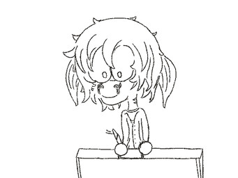 ambiguous_gender anthro chibi drawing_tablet furniture self_portrait smile solo table xbgear aquatic fish 4:3 icon monochrome orange_and_white
