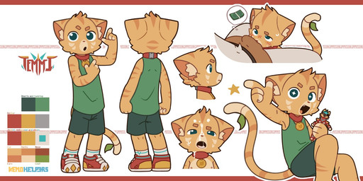 action_figure anthro bodily_fluids bottomwear boxers_(clothing) bulge clothed clothing collar crotch_sniffing cum cum_on_face duo finger_gun footwear fur genital_fluids gesture green_eyes hand_gesture male male/male markings orange_body orange_fur prostitution shirt shoes shorts simple_background size_difference sneakers sniffing socks solo_focus standing star_eyes striped_markings striped_tail stripes tail tail_markings tank_top text topwear underwear young young_anthro young_male capnkabi temmi_(leafontail) felid feline mammal alternate_version_at_source colored english_text hi_res model_sheet