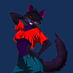 anthro athletic athletic_anthro athletic_female belly biped breasts chest_tuft claws clothing cosmic_fur crop_top curvy_figure eyebrows eyelashes feet female fluffy fur galaxy_fur hand_behind_head hand_on_hip hourglass_figure looking_at_viewer medium_breasts midriff multicolored_body multicolored_fur navel navel_outline nipple_outline one_eye_closed organs pink_nose red_clothing red_shirt red_topwear shirt smile smiling_at_viewer solo stomach tail tail_tuft topwear tuft under_boob package-man ex_(package-man) felid feline mammal 1:1 alpha_channel hi_res