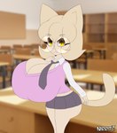 amber_eyes big_breasts big_butt blonde_hair bottomwear breasts breasts_bigger_than_head bubble_butt butt cat_tail classroom cleavage clothed clothing curvy_figure eyewear feline_ears feline_tail female glasses hair hourglass_figure huge_breasts huge_butt loli looking_at_viewer miniskirt necktie oppai_loli school short_hair short_stack skirt solo tail topwear wearing_glasses young young_female nirriti fan_character animal_humanoid cat_humanoid felid felid_humanoid feline feline_humanoid humanoid mammal mammal_humanoid 2025 absurd_res digital_drawing_(artwork) digital_media_(artwork) flat_colors hi_res