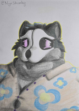 anthro bone bone_mask dewlap_(anatomy) embarrassed female mask obese obese_anthro obese_female overweight overweight_anthro overweight_female skull skull_mask summer_clothing taut_clothes chonkynyx mammal mephitid skunk absurd_res hi_res