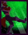 against_surface anthro boots clothing crossed_arms fingers footwear leaning leaning_backward looking_at_viewer male planet raised_leg shoes solo space space_station topwear vest fetishame canid canine mammal 2024 4:5 absurd_res digital_media_(artwork) hi_res