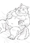 anthro belly big_belly humanoid_hands kemono male moobs navel overweight overweight_male solo hysk canid canine canis mammal wolf 2023 hi_res