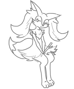 3_toes ambiguous_anthro ambiguous_gender anthro arm_tuft biped cheek_tuft chest_tuft digitigrade dipstick_tail facial_tuft feet flat_chested front_view hands_between_legs hip_tuft holding_object holding_stick inner_ear_fluff looking_away markings mouth_closed nude_ambiguous nude_anthro pointy_ears prick_ears shoulder_tuft simple_background sitting solo stick tail tail_markings three-quarter_view toes tuft white_background goiaba nintendo pokemon braixen canid generation_6_pokemon mammal pokemon_(species) 2018 5:6 digital_drawing_(artwork) digital_media_(artwork) full-length_portrait hi_res monochrome portrait sketch