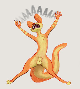 4_fingers animal_genitalia anthro balls cheek_tuft chest_tuft claws countershade_face countershade_fur countershade_tail countershade_torso countershading extended_arms facial_tuft feet finger_claws fingers front_view fur genitals long_tail male male_anthro open_mouth orange_body orange_fur raised_head screaming sharp_teeth sheath simple_background solo tail teeth text toeless_(marking) tuft mindkog jak_and_daxter naughty_dog sony_corporation sony_interactive_entertainment daxter mammal mustelid ottsel 2021 digital_drawing_(artwork) digital_media_(artwork) english_text full-length_portrait hi_res portrait shaded