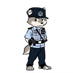 anthro black_clothing black_hat black_headwear blue_clothing blue_shirt blue_topwear camera camera_on_body clothing duty_belt fur grey_body grey_fur hat headgear headwear male police police_baton police_belt police_hat police_officer police_uniform shirt solo topwear uniform tonyhsq canid canine canis domestic_dog mammal 1:1 hi_res