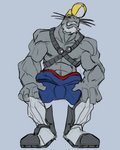 grey_body grey_skin male muscular muscular_male sailor solo rickleone my_hero_academia captain_selkie selkie_(my_hero_academia) mammal marine pinniped seal spotted_seal himbo 4:5 hi_res