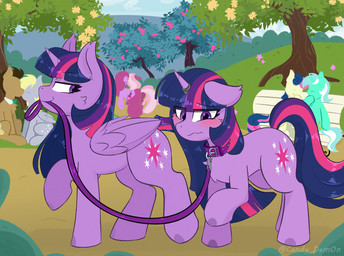 bdsm blush collar duo female female/female feral horn horn_jewelry horn_ring jewelry leash petplay plant ring_(jewelry) roleplay square_crossover tree walkies wings candy_b_black friendship_is_magic hasbro my_little_pony mythology berry_punch_(mlp) bonbon_(mlp) cheerilee_(mlp) derpy_hooves_(mlp) doctor_whooves_(mlp) lyra_heartstrings_(mlp) twilight_sparkle_(mlp) equid equine mammal mythological_creature mythological_equine pegasus unicorn winged_unicorn hi_res