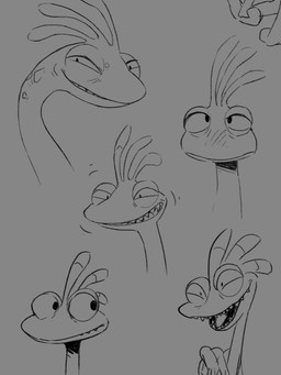 anthro biped blush grey_background male multiple_expressions open_mouth open_smile sharp_teeth simple_background smile teeth flookz disney monsters_inc pixar randall_boggs monster reptile scalie 2018 digital_media_(artwork) monochrome multiple_images