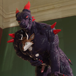 abs absorption_vore anthro anthro_pred anthro_prey antlers bodily_fluids butt dripping duo erection fangs genitals goo_drip horn larger_anthro larger_male larger_pred male male_pred male_prey muscular muscular_anthro muscular_male pecs penis purple_body purple_flesh red_eyes sharp_teeth size_difference slime smaller_anthro smaller_male soft_vore spiked_tail spikes spikes_(anatomy) squeezing tail teeth vore willing_pred willing_prey daffi mythology devourer_(razor_koopa) deer dragon goo_creature goo_dragon mammal mythological_creature mythological_scalie scalie 1:1 3d_(artwork) digital_media_(artwork)