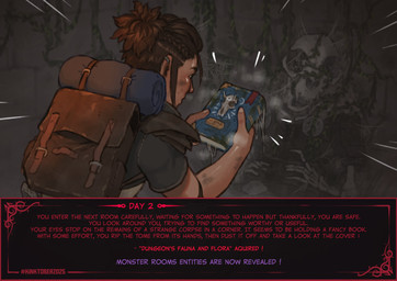backpack bone book choose_your_own_adventure dungeon male not_furry skeleton text starlyve kinktober kinktober_2025 sophie_(starlyve) human mammal 2025 absurd_res english_text hi_res
