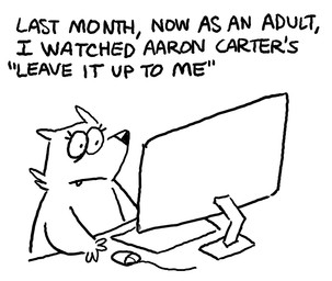 anthro computer_keyboard computer_monitor computer_mouse cute_fangs fangs female looking_at_computer looking_at_object narration sitting solo teeth text twistcmyk twist_(twistcmyk) black_and_white english_text monochrome
