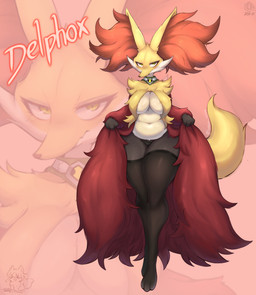 anthro big_breasts breast_curtains breasts clothing female legwear omnitrix panties pantyhose solo thick_thighs underwear wide_hips shoko_steff ben_10 cartoon_network nintendo pokemon den10 delphox generation_6_pokemon pokemon_(species) absurd_res hi_res