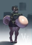 anthro belly belly_overhang big_belly bodily_fluids boss_and_employee bottomwear breasts clothed clothing female huge_belly hyper hyper_belly lactating lactating_through_clothing milk miniskirt office partially_clothed paws pregnant pregnant_anthro pregnant_female public public_exposure skirt solo sweater topwear wet wet_clothing vawentine canid canine canis domestic_dog husky mammal nordic_sled_dog spitz 2025 absurd_res hi_res