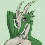 anthro breasts female green_background green_body green_scales hand_behind_head horn non-mammal_breasts nude purple_eyes scales seductive sharp_teeth simple_background smile solo teeth shikoyote mythology dragon mythological_creature mythological_scalie scalie 1:1 hi_res