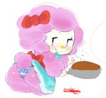 anthro butt chibi clothing cooking female panties presenting presenting_hindquarters red_bow simple_background solo underwear white_background ligma_(artist) sanrio my_sweet_piano