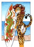 anthro beach belly biped black_body black_fur black_spots border breasts brown_body brown_fur brown_hair brown_spots butt casual_nudity day detailed_background female fur green_eyes hair heart_symbol holding_object humanoid_hands leopard_spots long_hair looking_at_viewer looking_back markings multicolored_body multicolored_fur nude nude_beach outdoor_nudity outside rear_view sand seaside side_boob sky slim smile solo spots spotted_body spotted_fur standing surfboard surfer surfing tail vehicle water watercraft white_belly white_body white_border white_fur yellow_body yellow_fur xianjaguar mythology dragon felid jaguar mammal mythological_creature mythological_scalie pantherine scalie 2008 signature