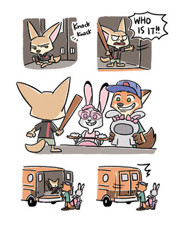 anthro baseball_bat bat_(object) black_ears black_nose brown_body brown_ears brown_fur brown_nose brown_tail bunny_costume cellphone clothing costume countershading dipstick_ears dipstick_tail ear_markings electronics eyewear female female_anthro fur glasses green_eyes grey_body grey_ears grey_fur grey_tail grin hat headgear headwear heart_glasses humor long_tail male male_anthro markings medium_truck multicolored_body multicolored_ears multicolored_fur orange_body orange_ears orange_fur phone pink_inner_ear pink_nose purple_eyes simple_background smile stroller tail tail_markings tan_body tan_countershading tan_fur tan_inner_ear teeth teeth_showing text thick_tail truck two_tone_body two_tone_fur two_tone_tail van vehicle white_background white_body white_countershading white_fur gumi_(pixiv) disney zootopia finnick_(zootopia) judy_hopps nick_wilde canid canine european_rabbit fennec_fox fox lagomorph leporid mammal oryctolagus rabbit red_fox true_fox 4:5 absurd_res english_text hi_res