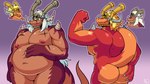 anthro belly blonde_hair body_swap butt butt_grab claws duo hair hand_on_butt holding_own_butt horn male male/male muscular muscular_anthro muscular_male nipples non-mammal_nipples nude overweight overweight_anthro overweight_male pecs tail white_hair alfa_quinto_(artist) bushiroad future_card_buddyfight mythology drum's_father drum_bunker_dragon dragon mythological_creature mythological_scalie scalie digital_media_(artwork) hi_res father_(lore) father_and_child_(lore) father_and_son_(lore) parent_(lore) parent_and_child_(lore) parent_and_son_(lore) son_(lore)