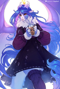 anthro biped bottomwear claws clothed clothed_anthro clothed_female clothing female fingers front_view fully_clothed fully_clothed_anthro fully_clothed_female hair horn looking_at_viewer smile solo standing tail teeth topwear wings kayfoxii mythology dragon mythological_creature mythological_scalie scalie 2026 digital_drawing_(artwork) digital_media_(artwork) hi_res