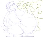 anthro beak belly bodily_noises burp_cloud burping extended_sound_effect gas male obese overweight overweight_male rumbling_stomach slightly_chubby solo sound_effect_variant sound_effects bastardpalace mario_bros nintendo koopa reptile scalie sledge_bro turtle