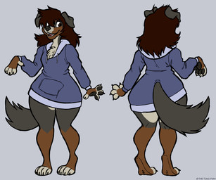 anthro brown_hair clothed clothed_anthro clothed_male clothing curvy_figure femboy fluffy fluffy_chest front_and_back fur hair hoodie long_hair male male_anthro multicolored_body multicolored_fur smile solo standing tail thick_thighs topwear thetunafish dave_(swissy) bernese_mountain_dog canid canine canis domestic_dog mammal molosser mountain_dog swiss_mountain_dog absurd_res hi_res model_sheet